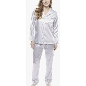 New Twin Boat Silver Pink Satin 2 Pc Pajama Set Medium